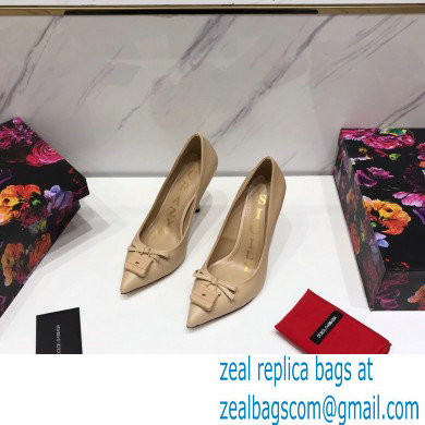 Dolce & Gabbana Thin Heel 10.5cm Leather Sicily Pumps Beige 2021